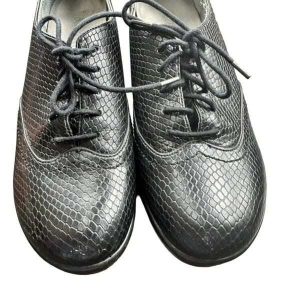 Alegria Etta Black Burnosh Snakeskin Wedge Lace Oxfords Shoes Size 9.5 / 40 - Picture 11 of 12